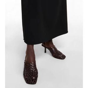 The Row Woven Leather Slingback Heels